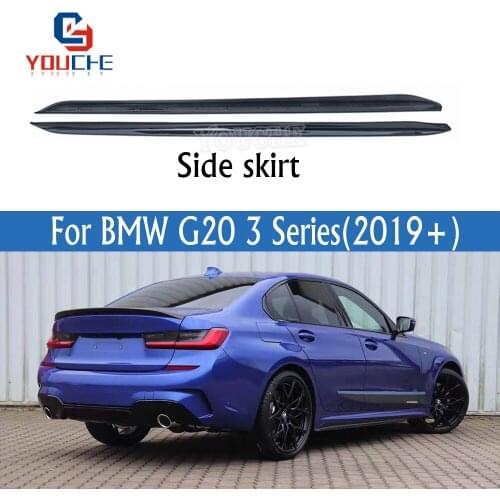 G20 Bumper Lip Splitter Side Skirts for BMW 3 Series G20 4-door Sedan 2019 + Black Side Skirt