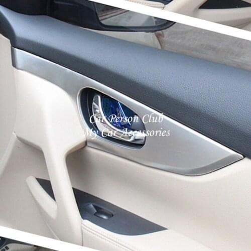 Interior Door Handle Bowl Panel Cover Trims Decoration Frame Stickers For Nissan X-Trail Rogue 2014-2020 Car styling Accessories
