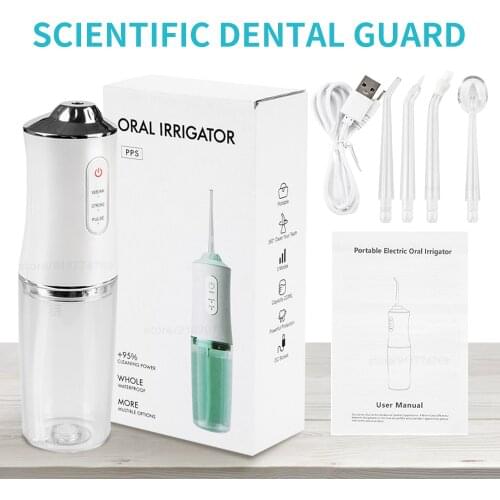Oral Irrigator 3 Modes USB Rechargeable Water Flosser Portable Dental Water Jet 220ML Water Tank Waterproof Teeth Cleaner