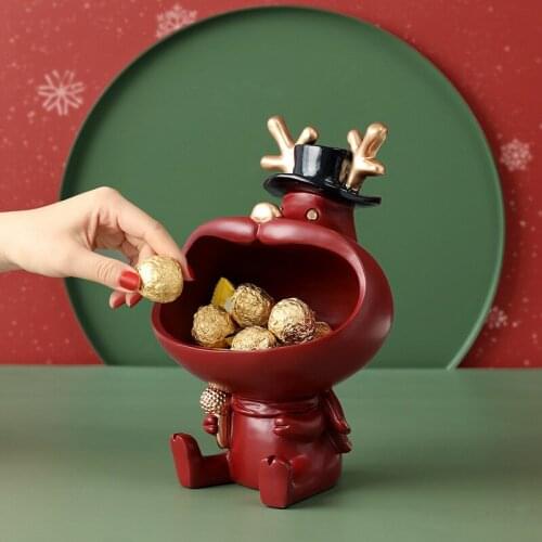Creative Lucky Deer Key Storage Decoration Living Room Coffee Table Candy Plate Decoration Crafts New Year Christmas Gifts