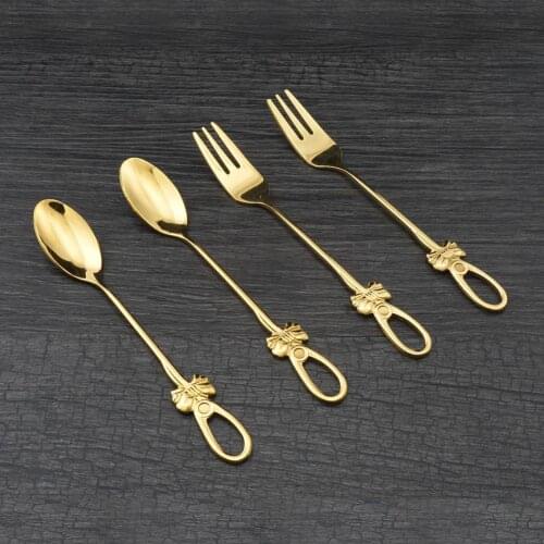 Kitchen Butterfly Stainless Steel Dessert Spoon Fruit Fork Tableware Cutlery