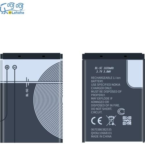 LEHEHE Battery For Nokia e60 1112 1208 1600 1100 1101 n70 n71 n72 n91 BL-5C BL5C 1100mAh smartphone batteries replacement Gifts