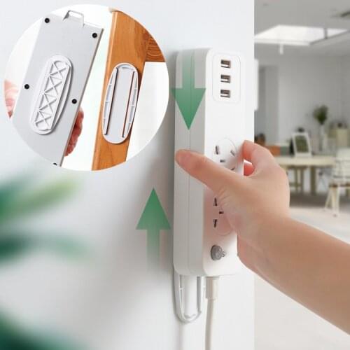 Wall-Mounted Sticker Punch-free Plug Fixer Home Self-Adhesive Socket Fixer Cable Wire Organizer Seamless Power Strip Holder