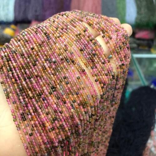 Natural stone Small Beads Tourmaline Round Loose Spacer Beads 2mm For Jewelry Making DIY Bracelet Necklace Beads Accessories