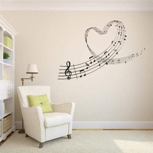 Creative Practical Love Heart Music Notes Wall Window Sticker Musical Art Decor For Kids Girls Boys Living Room Home Accessories