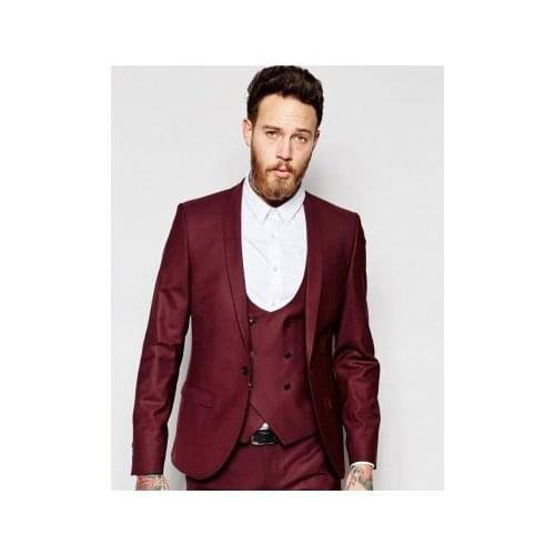 Latest Coat Pant Designs Burgundy Wedding Suits For Men jacket Slim Fit 3 Piece Tuxedo Groom Suit Custom Prom Blazer Masculino