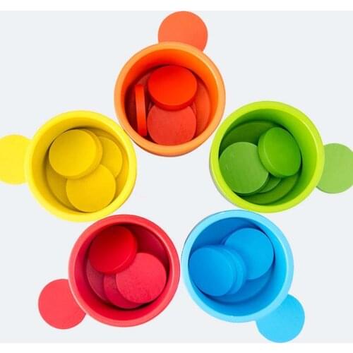 1-3 Years Montessori Educational Wooden Toys For Kids Cup Classification Color Matching Arithmetic Enlightenment Baby Math Toys