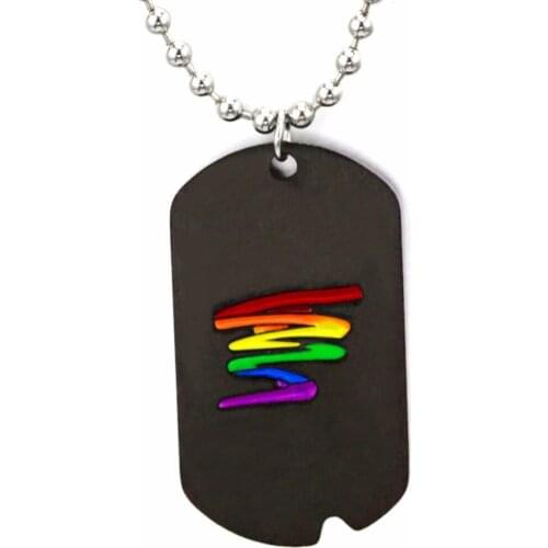 Newest Art Design Men Rainbow Dog Tag Pendant Necklace for Woman Stainless Steel Choker Gay Lesbian LGBT Pride Jewelry Ketting