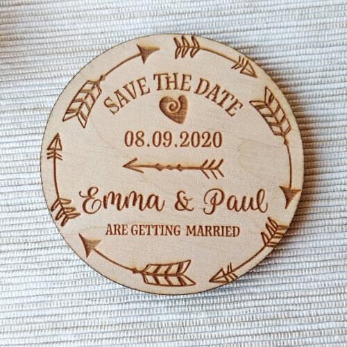 Personalised Save the Date Magnets, Rustic Save the Date, Wooden Wedding Gift