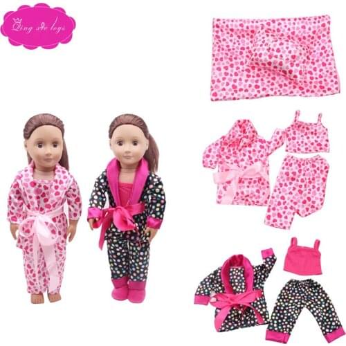 18 inch Girls doll bedding pajamas quilt bed pillow eye mask American newborn dress Baby toys fit 43 cm baby dolls c304-c307