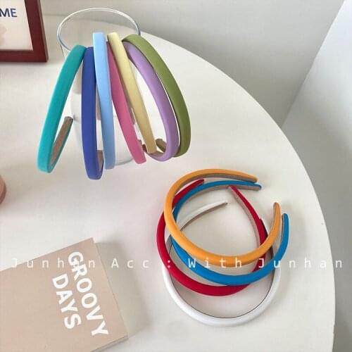 Korea INS narrow side macaron sponge increased hair band female color sweet press hairpin headband hair accessories headwear