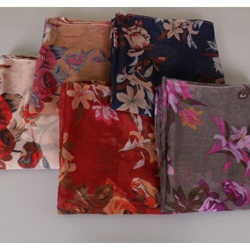 Printed Floral Viscose Hijab Scarf Women Muslim Shawls Flower Wraps Scarves Oversize Womens HeadScarf Islamic Turban 180*85CM