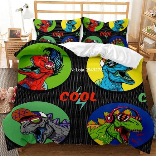 Dinosaur Series 3D Digital Print Comfortable Duvet Quilt Cover Pillowcase Boys Bedding Set Bedroom Decoration Home Textile