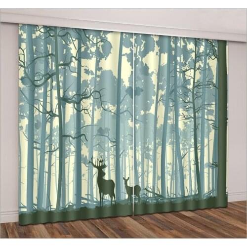 Grey geometric Curtains Sika deer 3D Window Curtains Living Room kids bedroom Cortinas Drapes Rideaux Customized size pillowcase