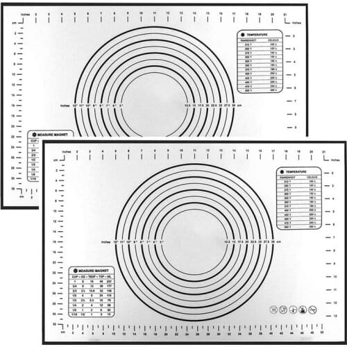 2 Pcs Silicone Pastry Mat Non-Slip Tape Measuring Fondant Mat,Countertop Mat,Dough Rolling Mat,Oven Lining,Pie Crust Mat