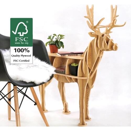 High-end series "S"size Reindeer wood side table furniture self-build puzzle furniture