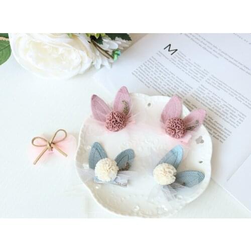 Chiffon Bow Rabbit Ears Pet Hairpin Pet Dog Comb Hairpin BB Hair Clips Handmade Grooming Hair Accessories 20PCS/LOT