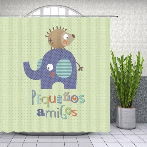 Cartoon Animal Shower Curtains Funny Animal Child Hand Painted Creative Bathroom Accessories Waterproof Polyester Fabric Curtain