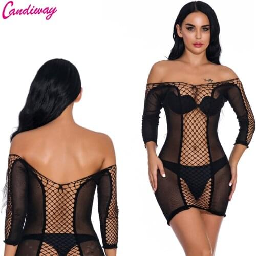 Plus size Lingerie Half sleeve dress Hourglass Fishnet Passion Backless Passion Lace up dress GA305