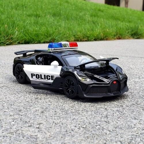 1:32 Bugattis Lavoiturenoire Alloy Police Sports Car Model Diecast Metal Toy Police Vehicles Car Model Sound Light Children Gift