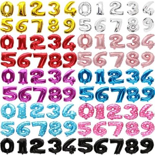 1 Pcs 16 32inch Number Balloon Gold Silver Number Aluminium Foil Balloons Accessories Happy Birthday Party Wedding