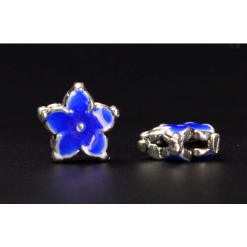 1 PCS 7mm*3mm Metal Copper Flowers Beads Enamel Drops Of Glaze Nepal Handmade Spacer Beads Hole Bead DIY Jewelry Components