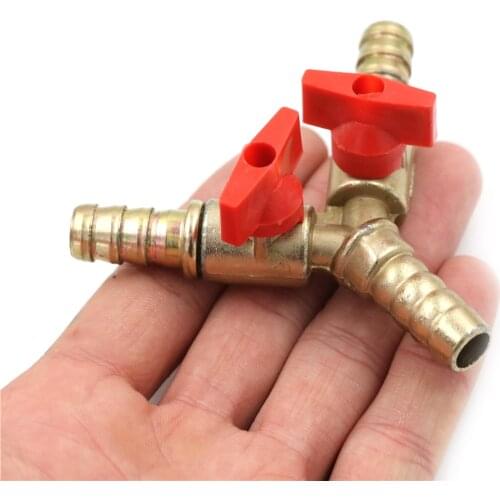 1PC Clamp Fitting Hose Barb Fuel Water Oil Gas for Garden Irrigation Automotive 3/8" 10mm Brass Y 3-Way Shut Off Ball Valve