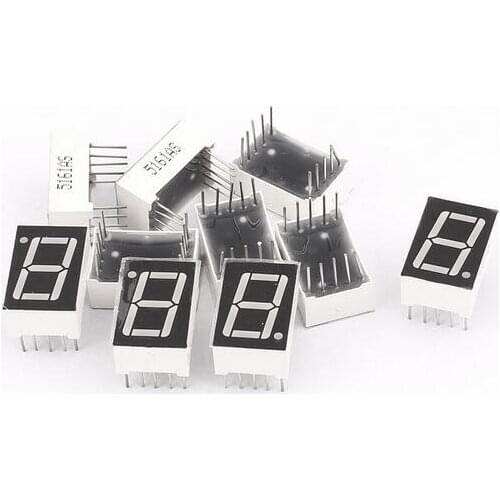 10 Pcs Common Cathode 10 Pin 1 Bit 7 Segment 0.56" Red LED Display Digital Tube