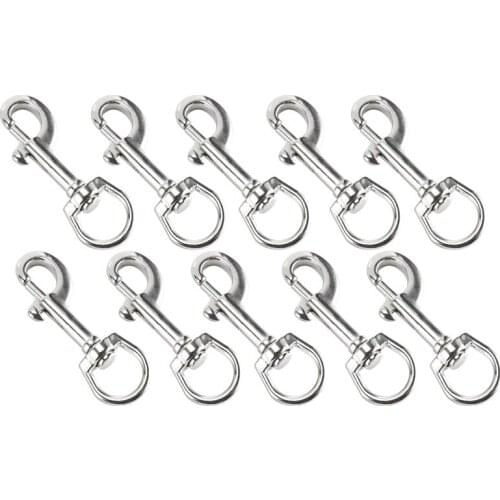 10 Pack Stainless Steel Swivel Eye Bolt Trigger Snap Hooks Marine Grade Single Ended Snap Clips for Diving/Pet Leash/Keychain