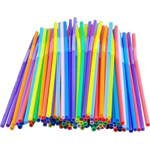 100pcs Disposable Straws Flexible Plastic Drinking Straws Random Color Soft Odorless Use For Parties Bar Beverage Juice Straw