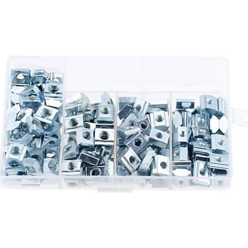 200pcs/set M3 M4 M5 M6 Zinc Plated T Slide Nut Fastener Galvanized T-Slot Nuts for 20 Series Aluminum Extrusion Profiles