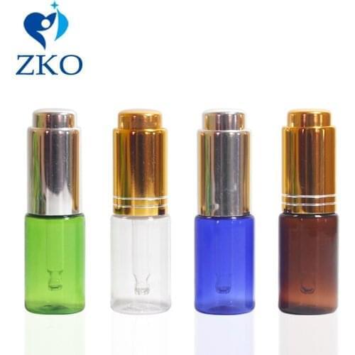5pcs/lot 10ml Multicolor Shiny Golden Silver Pressure Dropper Liquid Bottle Dropper Empty Travel Reusable Essential Oil Vials