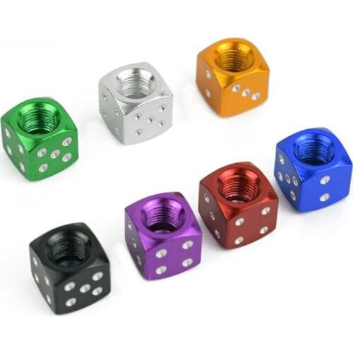 5pcs Aluminum Dice Valve Caps Tire Air Valve Stem Cap Cover for Car Trunk Mountain Road Bike Bicycle Wheel