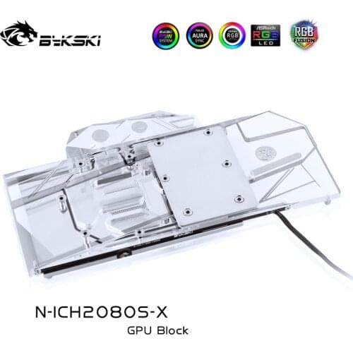Bykski GPU Water Block For Inno 3D Geforce RTX2080 Super, 2070 Super.Full Coverage Watercooler, Support M/B Control,N-ICH2080S-X