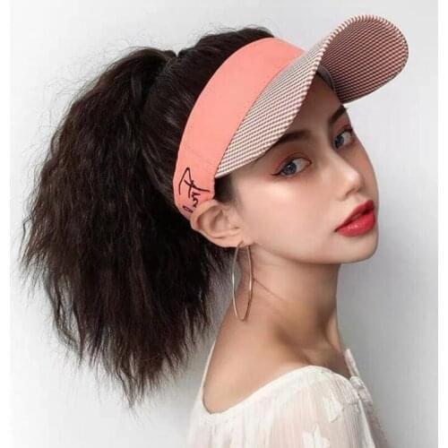 Whole Hat Wig Hat Hair Extension Corn Hot Synthetic Hair High Ponytail Long Curly Hair Woman Headgear Fluffy Wig Female Wearing