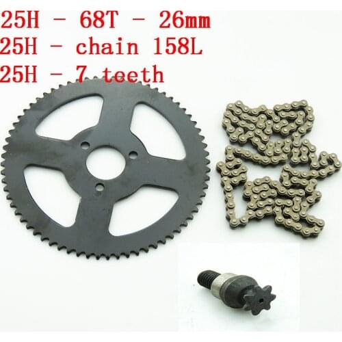 25H chain set 25H 136L /146L /158L links loops Chain + Rear Sprocket 68T tooth 26mm For 47cc 49cc Mini Pocket Bike ATV quad