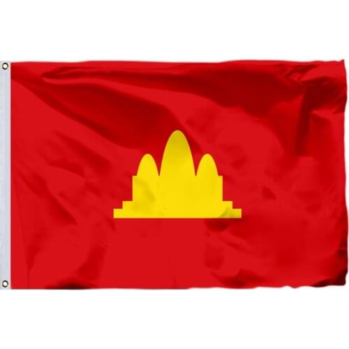 Democratic Kampuchea Flag 150X90cm (3x5FT) 120g 100D Polyester Double Stitched High Quality Free Shipping Red Cambodia