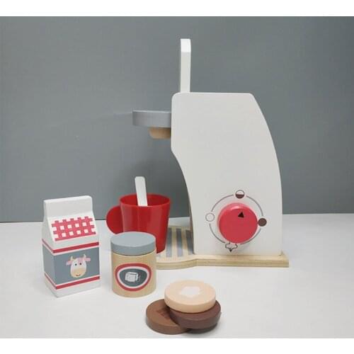 Kids Wooden Pretend Play Sets Simulation Toasters Bread Maker Coffee Machine Blender Baking Kit Game Mixer Kitchen Role Toy