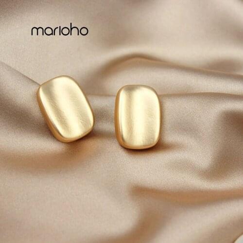 European Fashion Metal Matte Matte Bump Stud Earrings Gold Silver Color Geometric Earrings For Women Simple Jewelry Accessories