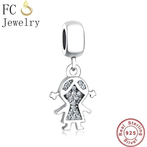 FC Jewelry Fit Original Brand Charms Bracelet Authentic 925 Silver Little Baby Girl Pendant Beads For Making Berloque 2020 DIY