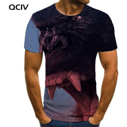 QCIV Orangutan T-shirt Men Animal Funny T shirts Ferocious Anime Clothes Harajuku Shirt Print Mens Clothing T shirts Cool Slim