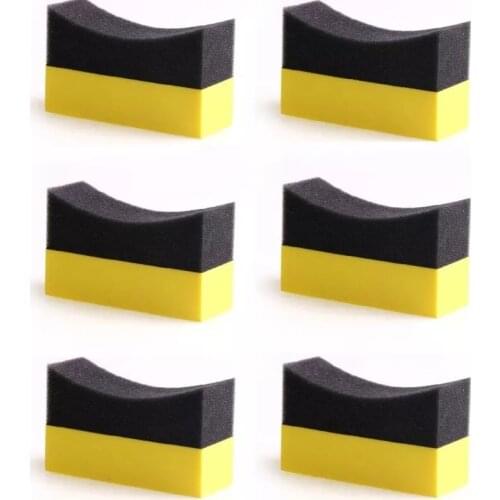 1-6PCS Car Wash Sponge Cleaning Tire Contour Dressing Applicator Pads Gloss Shine Color Polishing Sponge Wax