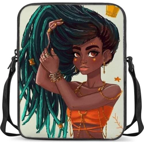 HYCOOL African Black Queen Crown Print Cross Body Bags for Women Children Cute Small School Book Bag Ladies Casual Travel Bag