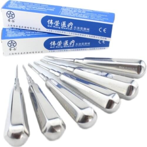 1Pcs Stainless Steel Dental Luxating Lift Elevator Teeth Clareador Curved Root Hexagon Handle Dentist Surgical Instrument Tool