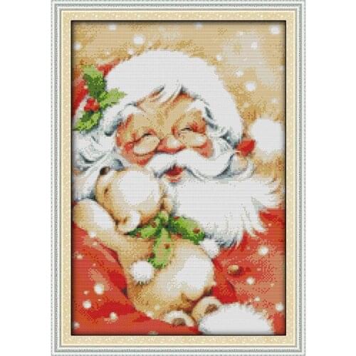 Joy Sunday Santa Claus 11CT Pattern on The Canvas DMC 14CT Cross Stitch Kits Embroidery Set Christmas Home Decoration Send Gift