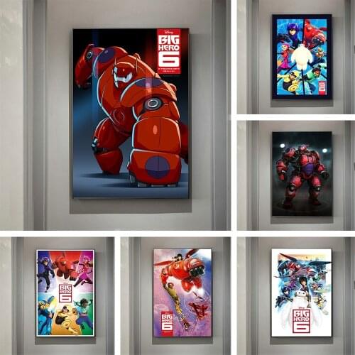 Disney Big Hero 6 Animated Big White HD Movie Poster Print Canvas Painting Childrens Kids Room Art Wall Decoration Gift Cuadros