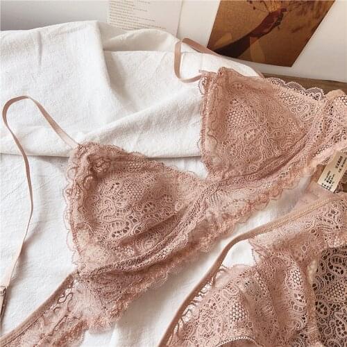 Wriufred Ultra-thin rabbit ear lace bra set triangle cup bralette no underwire sexy lingerie plus size women underwear sets