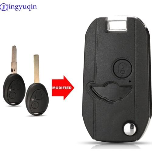 Jingyuqin Modified 2 Buttons Car Key Shell for MG BMW Mini Cooper R53 R50 S for Land Rover 75 Z3 Z4 X3 X5 e46 e39 e36 e34