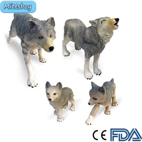 Simulation Wild Animal Zoo Farm Model Toy Mountain Siberian Wolf King Action Figure Cognition Educational Toy for Childrens Toys