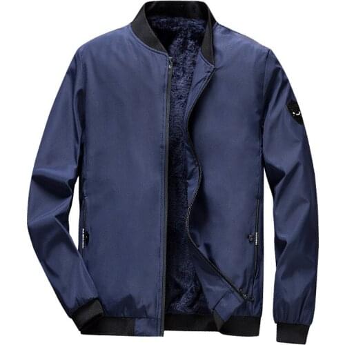 2021 New Thick Plush Mens Jacket Autumn Winter Korean Fashion Casual Work Coat Baseball Suit French Large Middle-aged Top